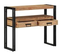 Console à Tiroir Marron 90 x 33 x 75 cm Bois Acacia Lite | Cadre en acier stable, tiroirs lisses, pour couloir et salon, montage en interne