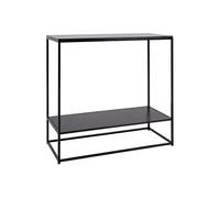 Console Acier Noir et Plateau Aspect Bois Noir - HARALD -