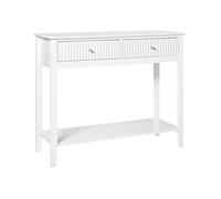 Beliani Table Console avec 2 Tiroirs et Etagère en MDF Blanc et Poignées Dorées Assisi