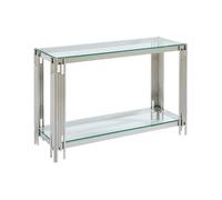 Console avec 1 étagère en verre trempé et acier inoxydable - Chromé - NOMELANO
