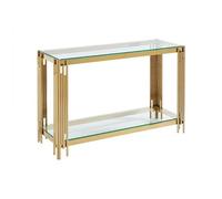 Console avec 1 étagère en verre trempé et acier inoxydable - Doré - NOMELANO