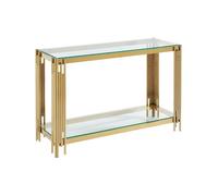 Console avec 1 étagère en verre trempé et acier inoxydable - Doré - NOMELANO