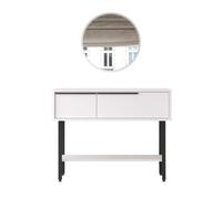 Console avec miroir Rebecca Mobili Dudhal 76x100x29,5 Panneau de particules Fer Blanc Gris Foncé Moderne