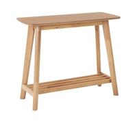 Beliani Console Rectangulaire en MDF et Bois d'Hévéa Peint 90 x 40 x 75 cm avec Etagère Marron Clair Tulare
