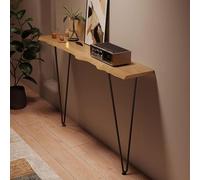 Console Bois Massif, Meuble Console D'entrée, Console Étroite Et Longue, Meuble Entree Couloir Pour Entrée, Salon Avec Deux Pieds En Fer,Style Ferme, Pour Un Salon Avec Canapé L60 x W15 x H90CM