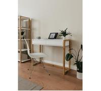Console Bureau - DENVER - Chêne artisan / Blanc - 2 tiroirs - 100 x 35 x 75 cm