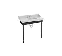 Console Cléo 1889 avec plan vasque 3 trous + mélangeur poignée lavabo chromé + siphon chromé