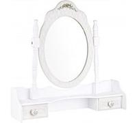 Console/coiffeuse avec 2 tiroirs en bois - Dim : L 70.5 x P 18 x H 69 cm -PEGANE- Blanc G