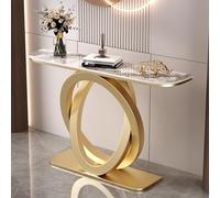 Console Couloir Hall D'entree Étroit Luxe Léger Dalle de Pierre Table D'entrée avec Cadre Doré Personnalisé Multifonction Table Derrière Le Canapé pour Entrée, Salon, Couloir(Multi-colored,120*30*80cm
