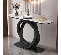 Console Couloir Hall D'entree Étroit Luxe Léger Dalle de Pierre Table D'entrée avec Cadre Noir Personnalisé Multifonction Table Derrière Le Canapé pour Entrée, Salon, Couloir(White,120 * 30 * 80cm)