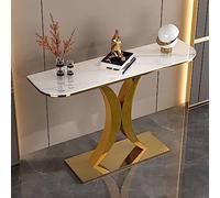 Console de canapé, table murale, table console moderne avec base en métal, table d'appoint glamour de 30,5 cm de large pour salon, table de canapé demi-lune, cadre en métal stable, table console pour