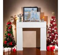 Console de cheminée avec espace de rangement, bordure de cheminée décorative en bois, cadre de cheminée avec étagère, armoire pour salon, chambre à coucher, accessoire de maison, blanc