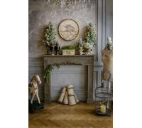 Console de cheminée en bois vieilli shabby chic - Style vintage - Style cottage - Revêtement de cheminée romantique - Style maison de campagne - Console de cheminée romantique shabby chic
