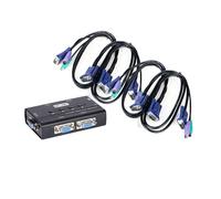 Console de clavier KVM VGA, 4 ports, PS/2, avec souris, bouton manuel, sélection avec câble d'origine, haute résolution 460SL Nipseyteko