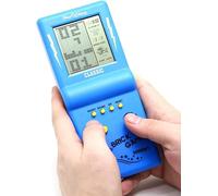 Console de Construction Grand Écran 3,5 Pouces - 23 Jeux Intégrés: Briques, Course, Char, Puzzle Classique - Vitesse/Niveau de Difficulté Réglable (Bleu)