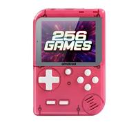 Console de jeu portable Amstrad Transparent Rouge avec 256 jeux et batterie rechargeable