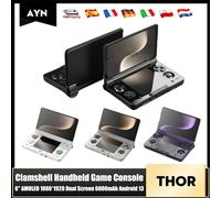 Console de jeu portable AYN Thor Clamshell, écran AMOLED 6 pouces 1080*1920, double écran, batterie 6000 mAh, Android 13, lecteur vidéo de jeu Black