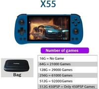 Console de jeu portable, écran 5,5 pouces, bibliothèque de jeux 510PSP, BLEU AVEC SAC, 512G seulement 510PSP
