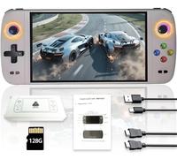 Console de jeu portable M27 - 128 Go de mémoire interne avec 30 000 jeux - Système Linux - Écran IPS de 7" - Mini console d'arcade portable - Format de poche - Édition HD (gris, 128 g)