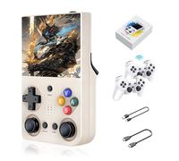 Console de jeu portable rétro M21 avec 2 manettes sans fil,deux modes de jeu 4K Plug&Play,plus de 20000/30000 jeux,plus de 30 émulateurs,sortie TV,manette,combat à deux joueurs ((128g,Blanc))