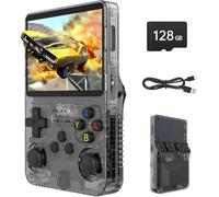 Console de Jeu Portable rétro R36S - 128 Go préchargés, Plus de 40 000 Jeux vidéo Classiques, Compatible avec Plus de 30 émulateurs, Console Portable sous Linux avec écran HD IPS de 3,5 Pouces (Noir)