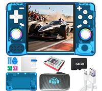 Console de jeu portable XF40H 64 Go de mémoire interne avec 18 000 jeux, batterie 4000 mAh, système Linux, écran IPS de 4 pouces et sac de rangement (bleu, 64 G)