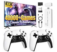 Console de jeu rétro 2025 améliorée, consoles de jeux vidéo HDMI 4K avec plus de 40000 jeux et 23 émulateurs, clé de jeu vidéo Plug and Play avec deux manettes sans fil 2,4 GHz améliorées (128 Go)