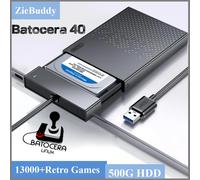 Console de jeu rétro Batocera 40 Linux 500G HDD avec plus de 13 000 jeux de partition élevée pour PS3 PS2 PS1 Wii WiiU DC N64 et Windows PC
