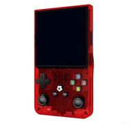 Console de jeu rétro portable, processeur quadricœur 64 bits avec écran IPS HD de 4 pouces pour 6 heures de lecture, prend en charge 15 000 jeux classiques (rouge transparent)
