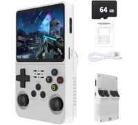 Console de Jeu rétro Portable R36S - Plus de 21 000 Jeux Classiques, écran IPS 3,5", 64 Go/128 Go de Stockage, système Linux (Blanc - 64G)