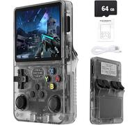 Console de Jeu rétro Portable R36S - Plus de 21 000 Jeux Classiques, écran IPS 3,5", 64 Go/128 Go de Stockage, système Linux (Noir - 64G)