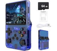 Console de Jeu rétro Portable R36S - Plus de 21 000 Jeux Classiques, écran IPS 3,5", 64 Go/128 Go de Stockage, système Linux (Bleu - 64G)