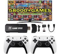 Console De Jeu Rétro sans Fil, 58000 + Clé De Jeu Rétro, Revisitez La Clé De Jeu Vidéo Plug and Play Rétro Classique, Clé De Jeu TV HD HDMI, Clé De Jeu 4k Plug and Play Jeux TV Rétro, 128 Go