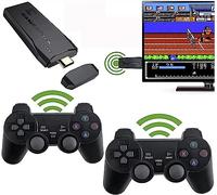Console de jeu rétro sans fil, clé de jeu rétro, jeu Nostalgia Stick, sortie HDMI 4K, clé de jeu vidéo Plug and Play intégrée à plus de 10 000 jeux, 9 émulateurs classiques, avec deux contrôleurs sans