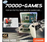 Console de jeu rétro U99 PRO, 500 go, fenêtre HDD de jeu + Batocera 3865U 70000 + jeux pour Wii PS2 XBOX PSP GameCube N64, poignée sans fil 500G HDD BW