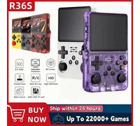 Console de jeu vidéo Portable rétro R36S, écran IPS de 3.5 pouces, 128 go préchargé, lecteur de poche Portable, système Linux Purple 128GB