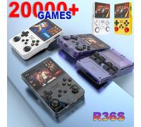 Console de jeu vidéo rétro R36S, système ARKOS, écran IPS 3.5 pouces, lecteur vidéo de poche portable classique, jeux 128G, cadeau garçon Purple 128G