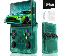 Console de Jeux Portable rétro Blidinner R36S - avec système Linux Open Source, Batterie 3000 mAh, écran HD 3,5 Pouces, Carte TF 63 Go - Vert