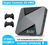 Console de jeux vidéo rétro KINHANK Super Console X2 Pro avec 37 000 jeux vidéo pour PS1/DC/MAME/SS avec manette, boîte de jeu, cadeau pour enfant
