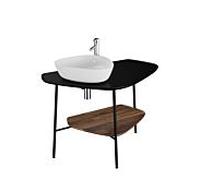 console de lavabo Vitra plural 62572103,2 x 61,2 x 73 cm, gauche, étagère en noyer, plateau noir mat