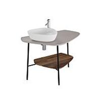 Console de lavabo VitrA Plural 62573 103,2 x 61,2 x 73 cm, à gauche, étagère en noyer, plan de travail taupe mat