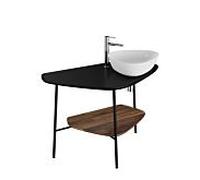 Console de lavabo VitrA Plural 62582 103,2 x 61,2 x 73 cm, à droite, étagère en noyer, plateau noir mat