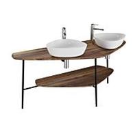 Console de lavabo VitrA Plural 64043 161,5 x 66 x 70,5 cm, noyer, 2 découpes à gauche et à droite