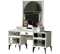 Console de maquillage Coiffeuse miroir blanc design bois