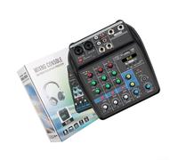 Console de Mixage 4 Voies avec Préampli Haute Précision - Mixeur DJ USB BT 48V Power pour Jeux PC Karaoké Diffusion en Direct Vert(Blue)