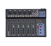 Console de mixage audio 7 canaux amplificateur USB DJ Live Mixer Studio Bluetooth pour réunion de famille, karaoké, activités DJ, spectacles sur bande, activités de campus, studios d'enregistrement