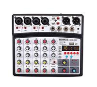 Console de mixage audio DJ professionnelle 6 canaux BOMGE, karaoké avec entrée MP3, USB, entrée Bluetooth, enregistrement stéréo, alimentation fantôme 48 V, processeur 99 DSP- Noir