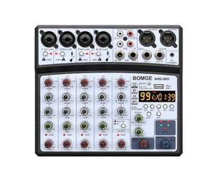 Console de mixage audio DJ professionnelle 6 canaux BOMGE, karaoké avec entrée MP3, USB, entrée Bluetooth, enregistrement stéréo, alimentation fantôme 48 V, processeur 99 DSP- Noir