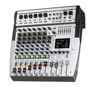Console de mixage audio numérique avec Bluetooth et USB, console de mixage sonore professionnelle avec alimentation fantôme 48 V, égaliseur 7 bandes, contrôleur DJ à faible bruit pour studio et