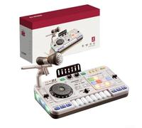 Console de mixage DJ interactive pour enfants avec lumières microphone sans fil multifonctionnel simulateur de platine débutant (blanc)